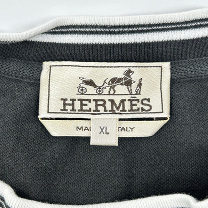 HERMES エルメス ブラック 鹿の子 H刺繍 Tシャツ トップス