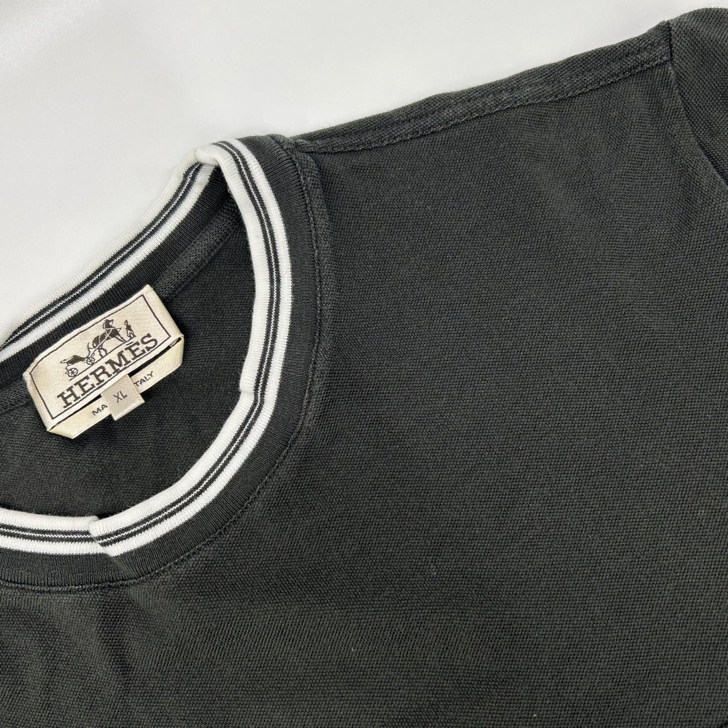 HERMES エルメス ブラック 鹿の子 H刺繍 Tシャツ トップス
