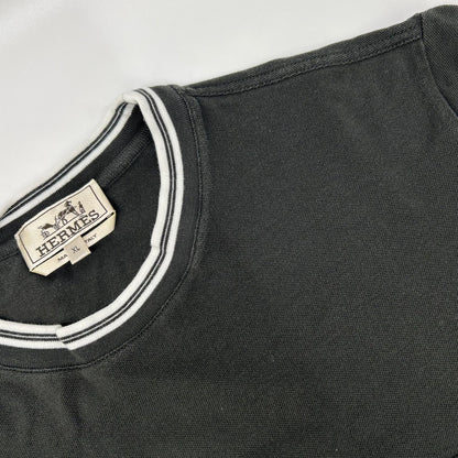 HERMES エルメス ブラック 鹿の子 H刺繍 Tシャツ トップス