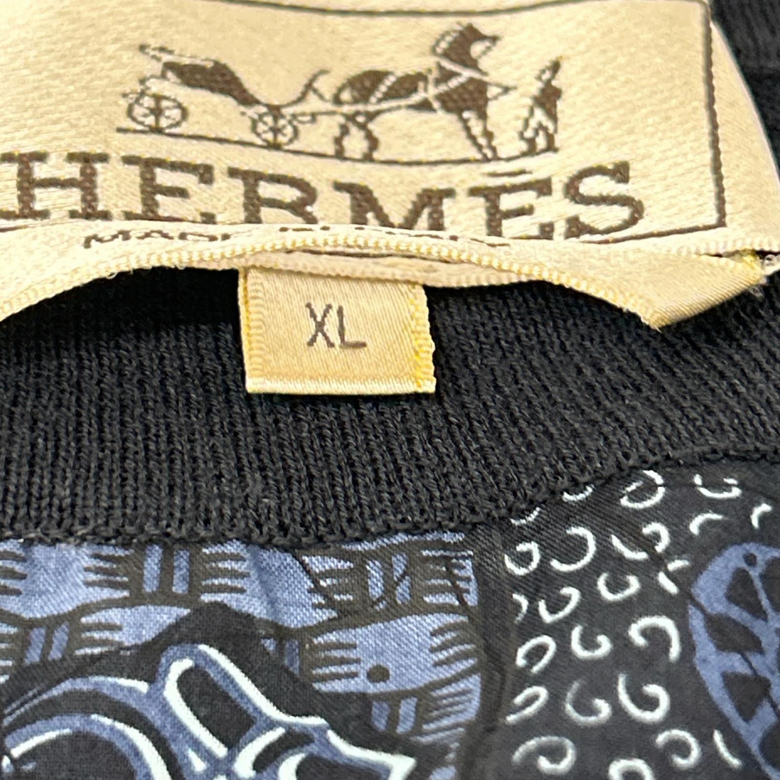HERMES エルメス ネイビー 総柄 ニットコットンジップ トップス トップス