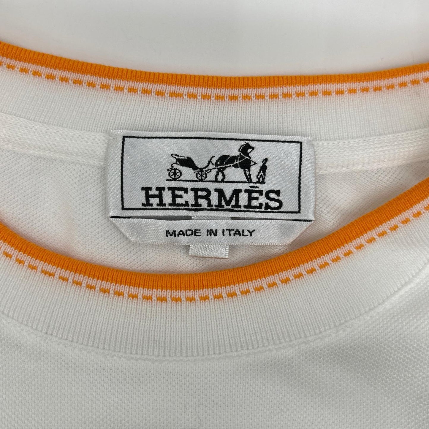 HERMES エルメス ホワイト 鹿の子Tシャツ Hロゴ刺繍 トップス