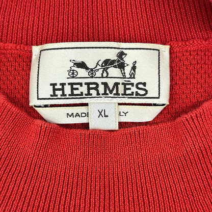 HERMES エルメス レッド コットン モックネック Tシャツ トップス