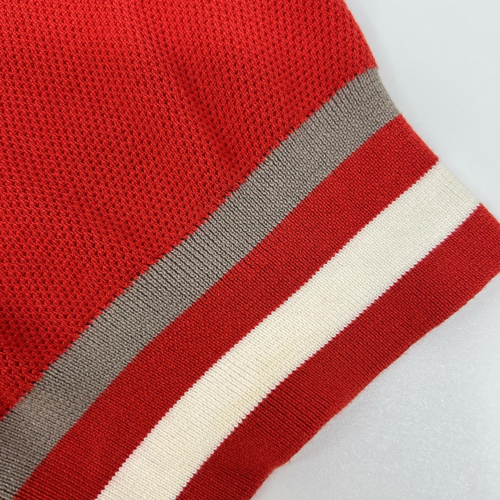 HERMES エルメス レッド コットン モックネック Tシャツ トップス