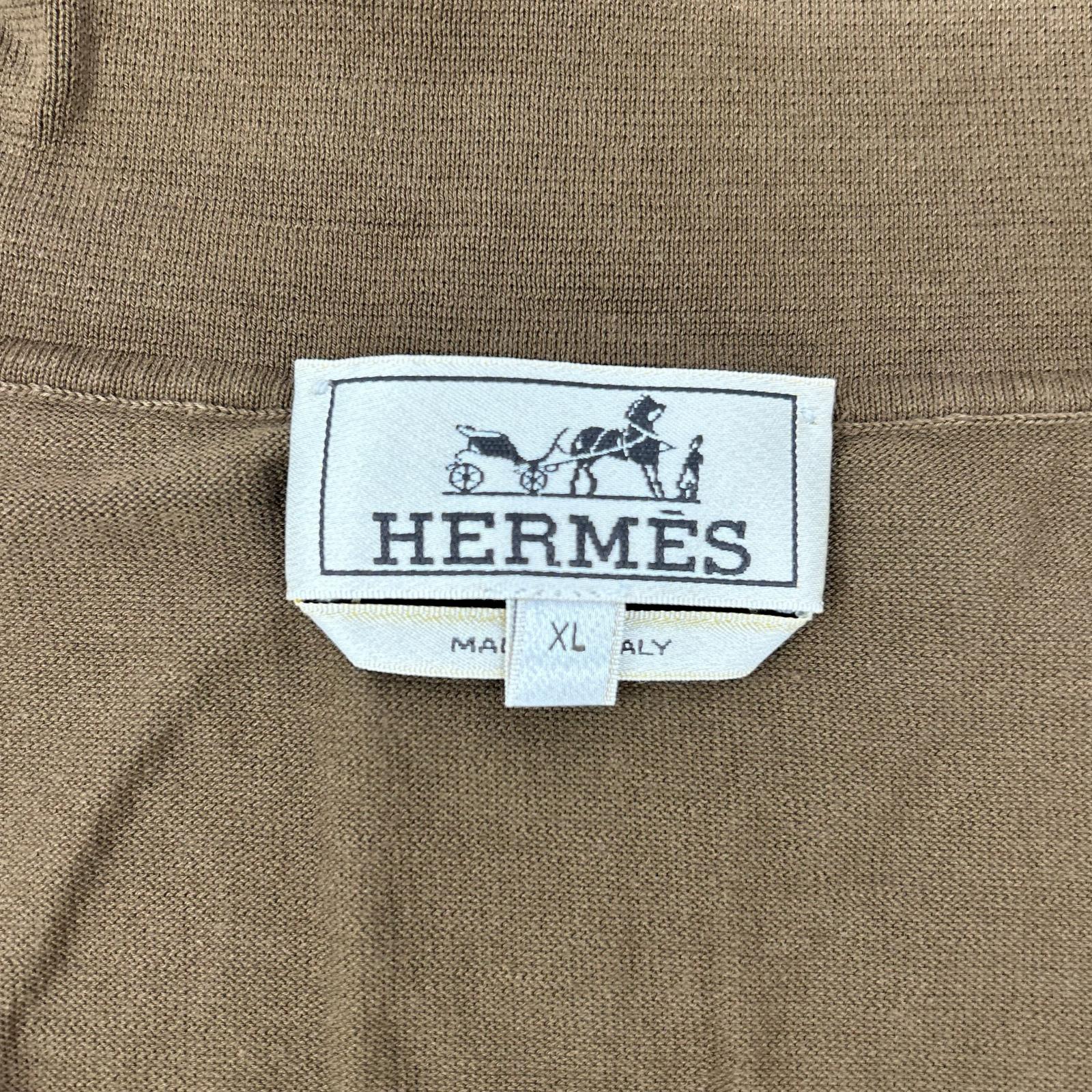 HERMES エルメス ブラウン スキッパーニットポロシャツ トップス