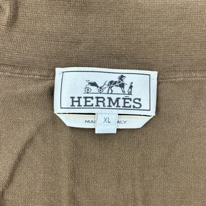 HERMES エルメス ブラウン スキッパーニットポロシャツ トップス