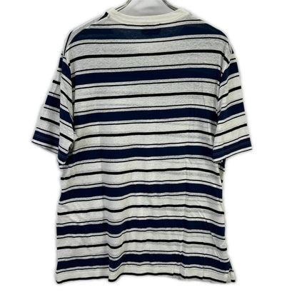 HERMES エルメス ブルー ボーダー クルーネック Tシャツ トップス