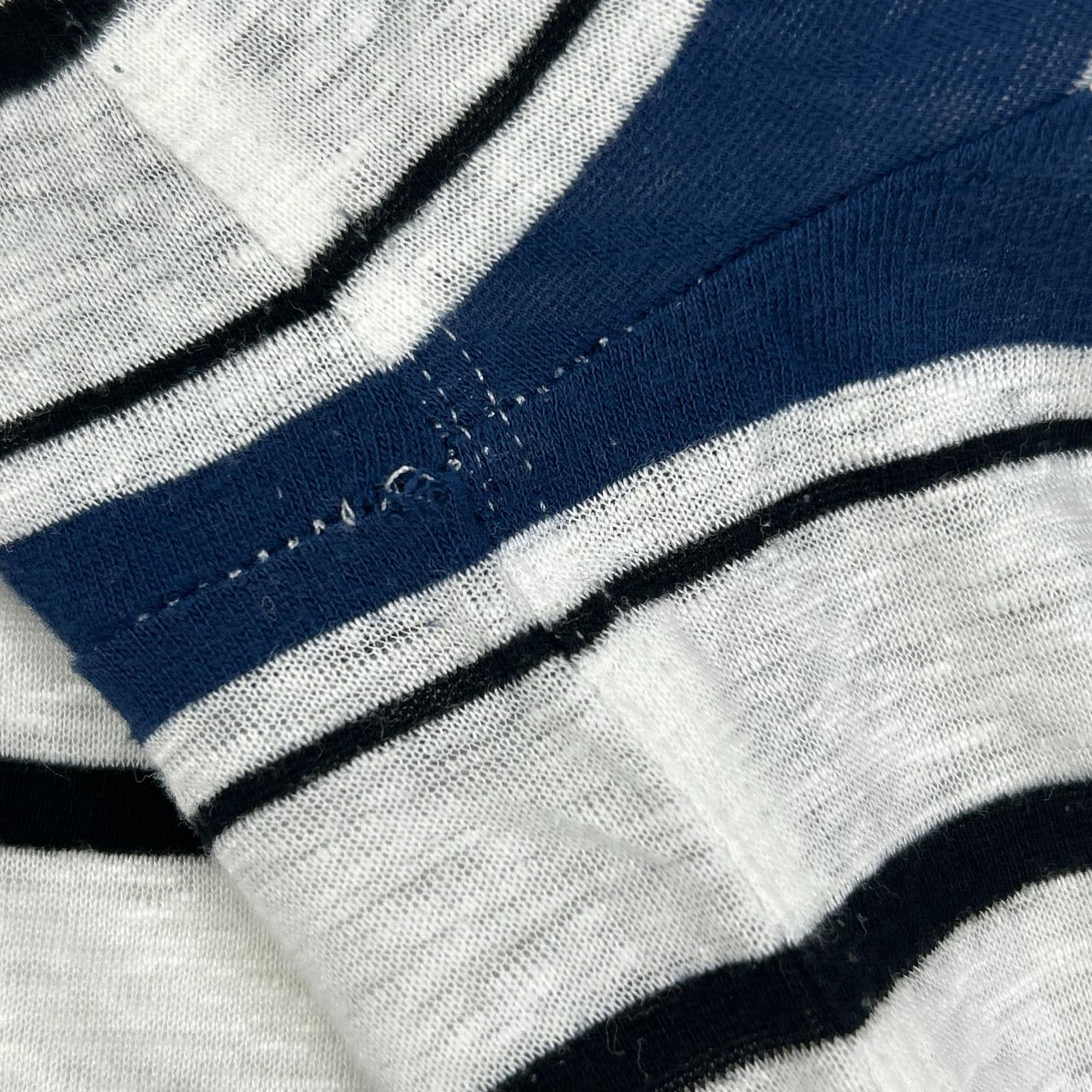 HERMES エルメス ブルー ボーダー クルーネック Tシャツ トップス