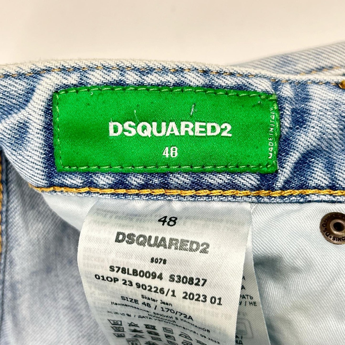 DSQUARED2 ディースクエアード S78LB0094 ライトインディゴ コットン SKATER JEAN/スケーター ジーン ボトムス
