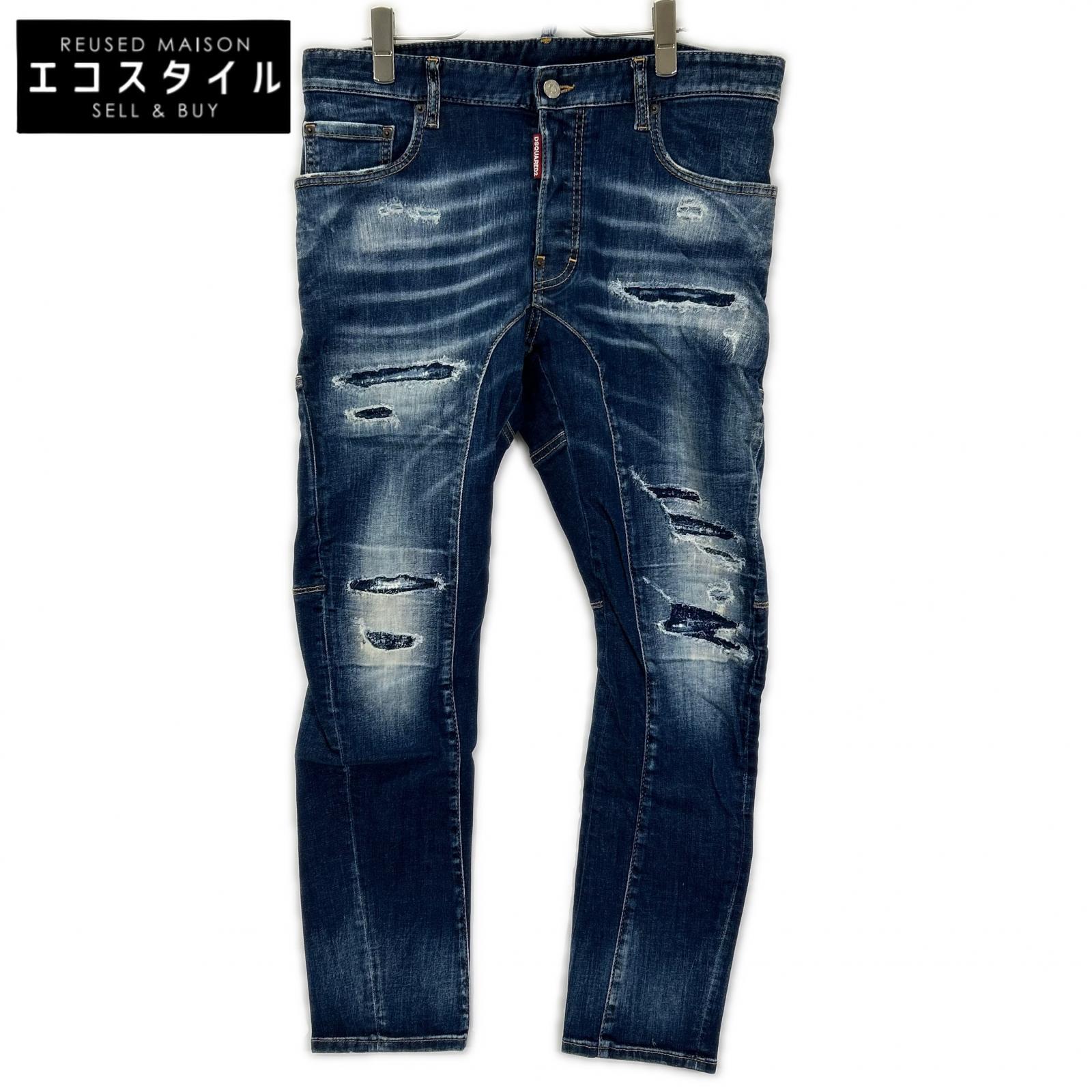 DSQUARED2 ディースクエアード S71LB1262 インディゴ コットン ダメージ加工 TIDY BIKER JEANS/タイディバイカー デニムパンツ ボトムス