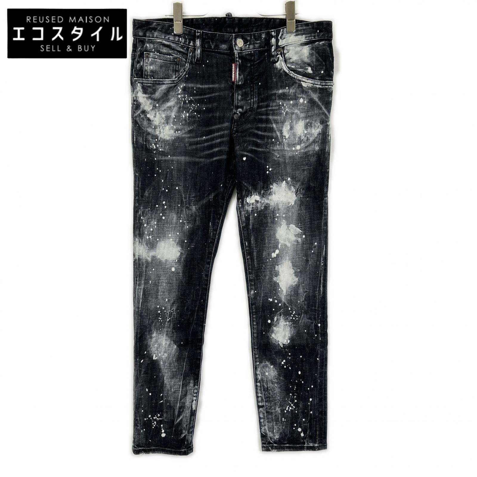 DSQUARED2 ディースクエアード S71LB1283 ブラック コットン ペイント SKATER JEAN/スケータージーン デニムパンツ ボトムス
