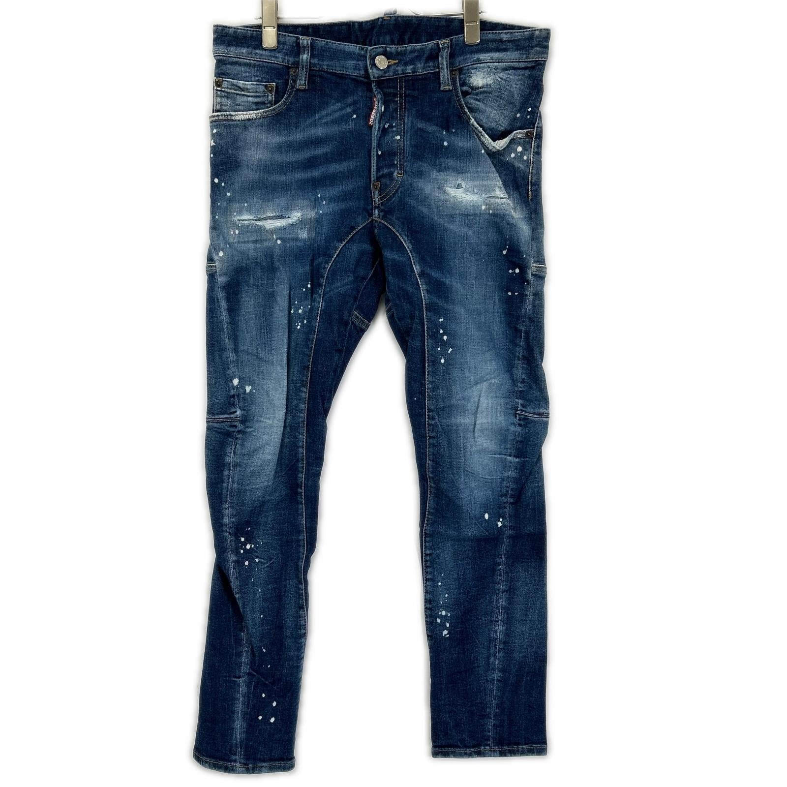 DSQUARED2 ディースクエアード S74LB1586 インディゴ Tidy Biker Jean/タイディバイカー ペイント デニムパンツ ボトムス
