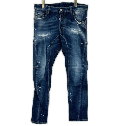 DSQUARED2 ディースクエアード S74LB1586 インディゴ Tidy Biker Jean/タイディバイカー ペイント デニムパンツ ボトムス