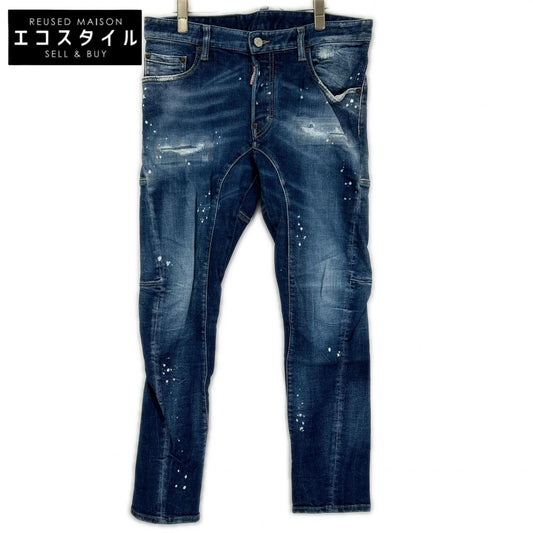 DSQUARED2 ディースクエアード S74LB1586 インディゴ Tidy Biker Jean/タイディバイカー ペイント デニムパンツ ボトムス