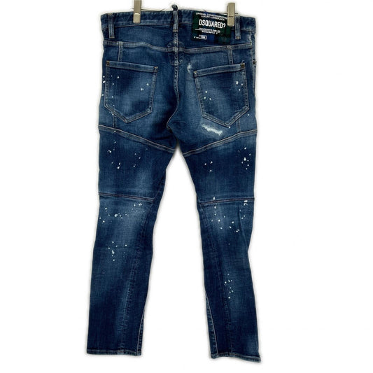 DSQUARED2 ディースクエアード S74LB1586 インディゴ Tidy Biker Jean/タイディバイカー ペイント デニムパンツ ボトムス