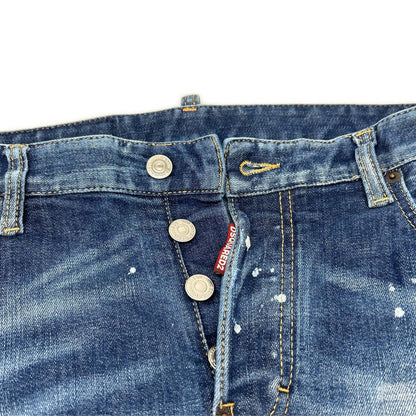 DSQUARED2 ディースクエアード S74LB1586 インディゴ Tidy Biker Jean/タイディバイカー ペイント デニムパンツ ボトムス