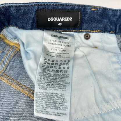 DSQUARED2 ディースクエアード S74LB1586 インディゴ Tidy Biker Jean/タイディバイカー ペイント デニムパンツ ボトムス