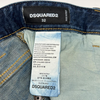 DSQUARED2 ディースクエアード S74LA0651 インディゴ D2プリント SLIM JEAN/スリムジーン デニムパンツ ボトムス