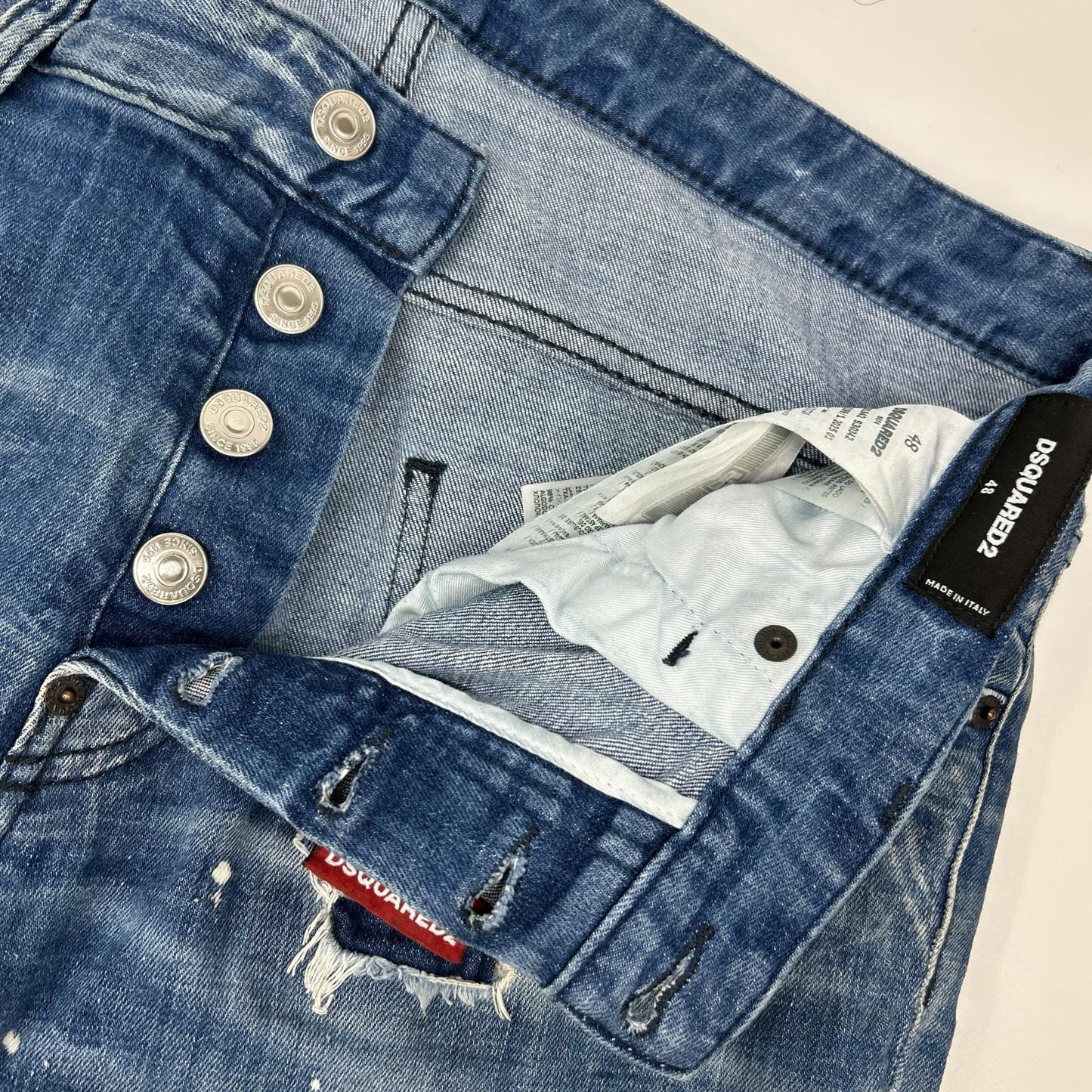 DSQUARED2 ディースクエアード S74LB1642 インディゴ ダメージ加工 SKATER JEAN/スケータージーン ペイントデニムパンツ ボトムス