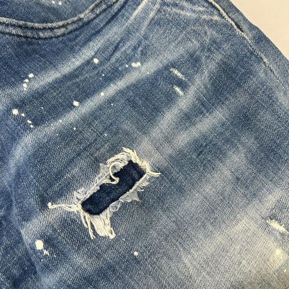 DSQUARED2 ディースクエアード S74LB1642 インディゴ ダメージ加工 SKATER JEAN/スケータージーン ペイントデニムパンツ ボトムス