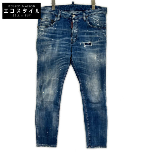 DSQUARED2 ディースクエアード S74LB1642 インディゴ ダメージ加工 SKATER JEAN/スケータージーン ペイントデニムパンツ ボトムス