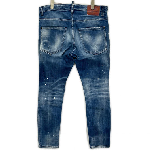DSQUARED2 ディースクエアード S74LB1642 インディゴ ダメージ加工 SKATER JEAN/スケータージーン ペイントデニムパンツ ボトムス