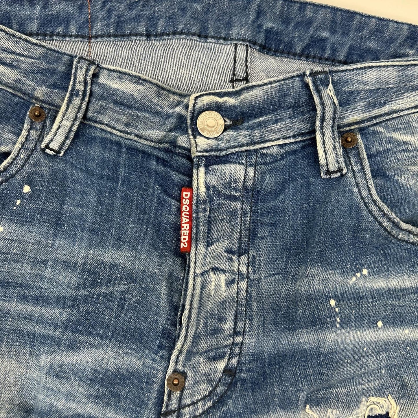 DSQUARED2 ディースクエアード S74LB1642 インディゴ ダメージ加工 SKATER JEAN/スケータージーン ペイントデニムパンツ ボトムス