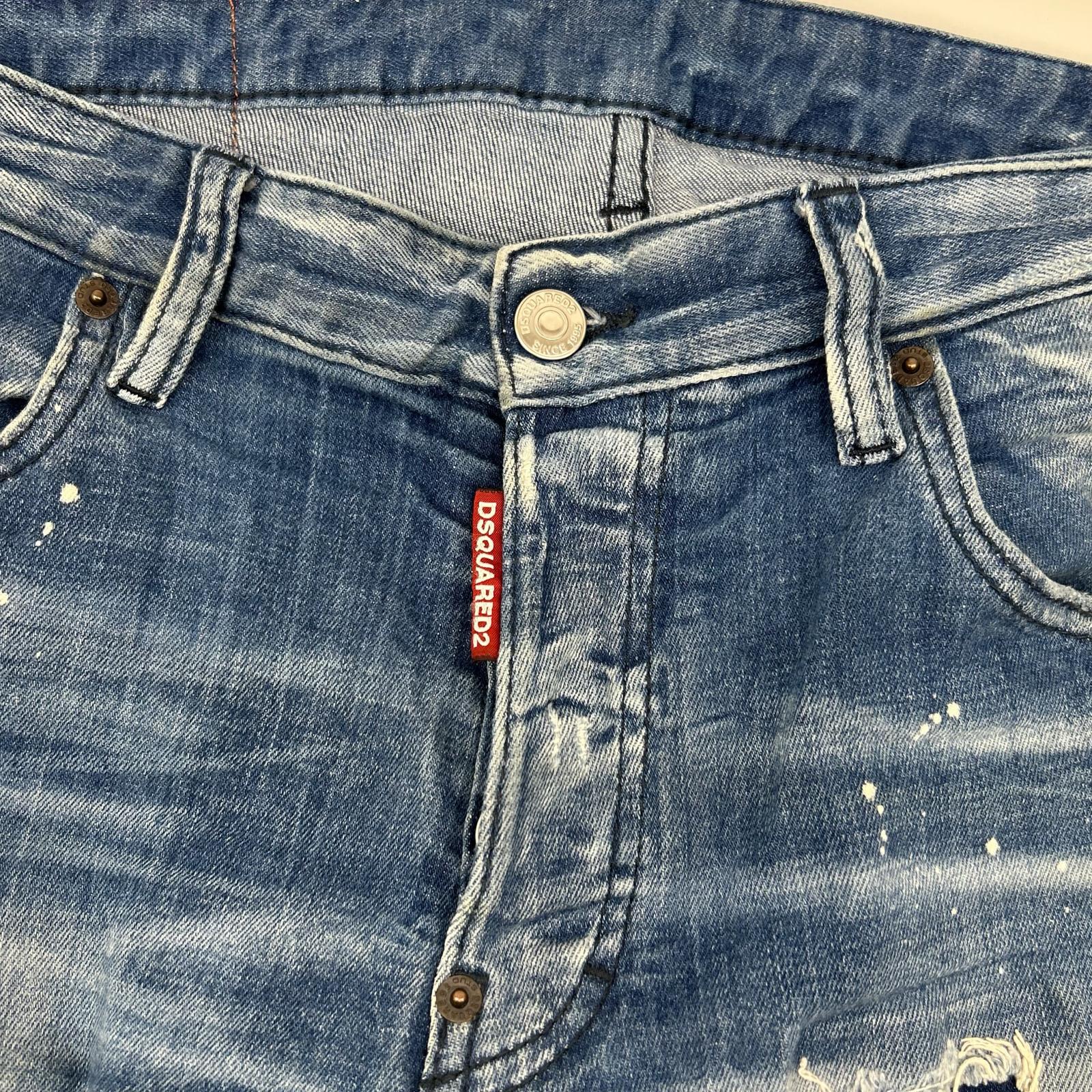 DSQUARED2 ディースクエアード S74LB1642 インディゴ ダメージ加工 SKATER JEAN/スケータージーン ペイントデニムパンツ ボトムス