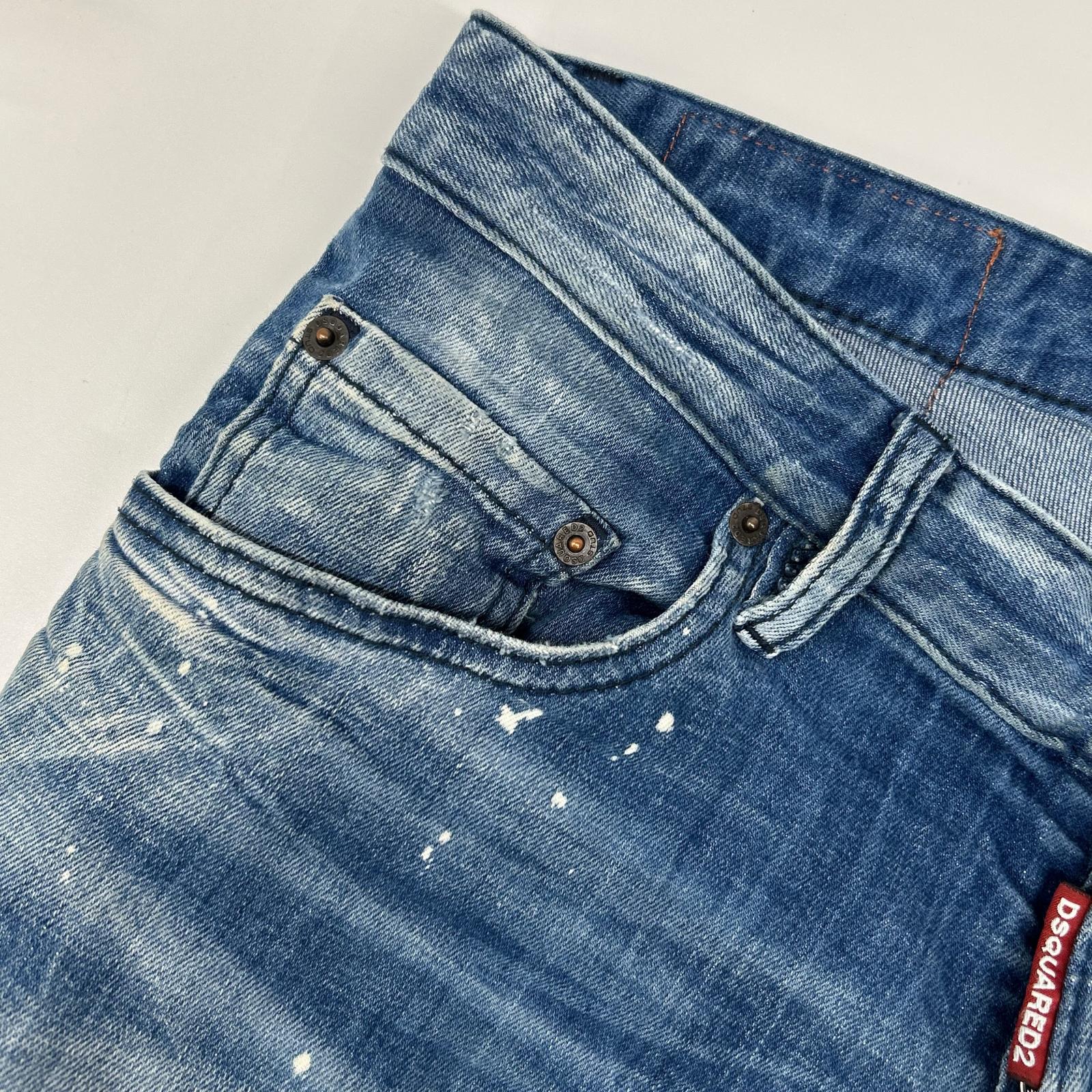 DSQUARED2 ディースクエアード S74LB1642 インディゴ ダメージ加工 SKATER JEAN/スケータージーン ペイントデニムパンツ ボトムス