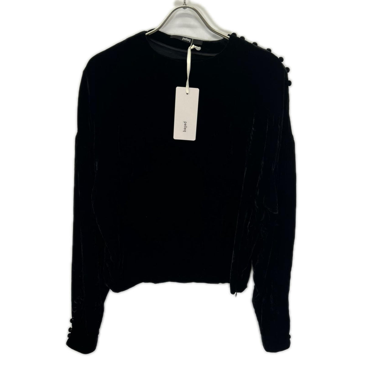 pelleq ペレック SB0101-AW22 ブラック レーヨンシルク ベルベット プルオーバー トップス