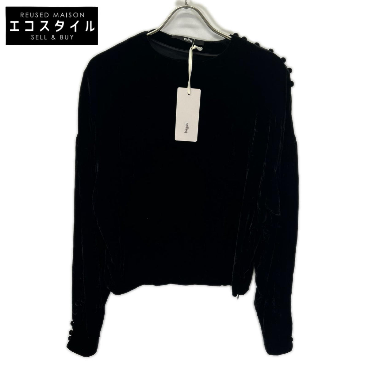 pelleq ペレック SB0101-AW22 ブラック レーヨンシルク ベルベット プルオーバー トップス