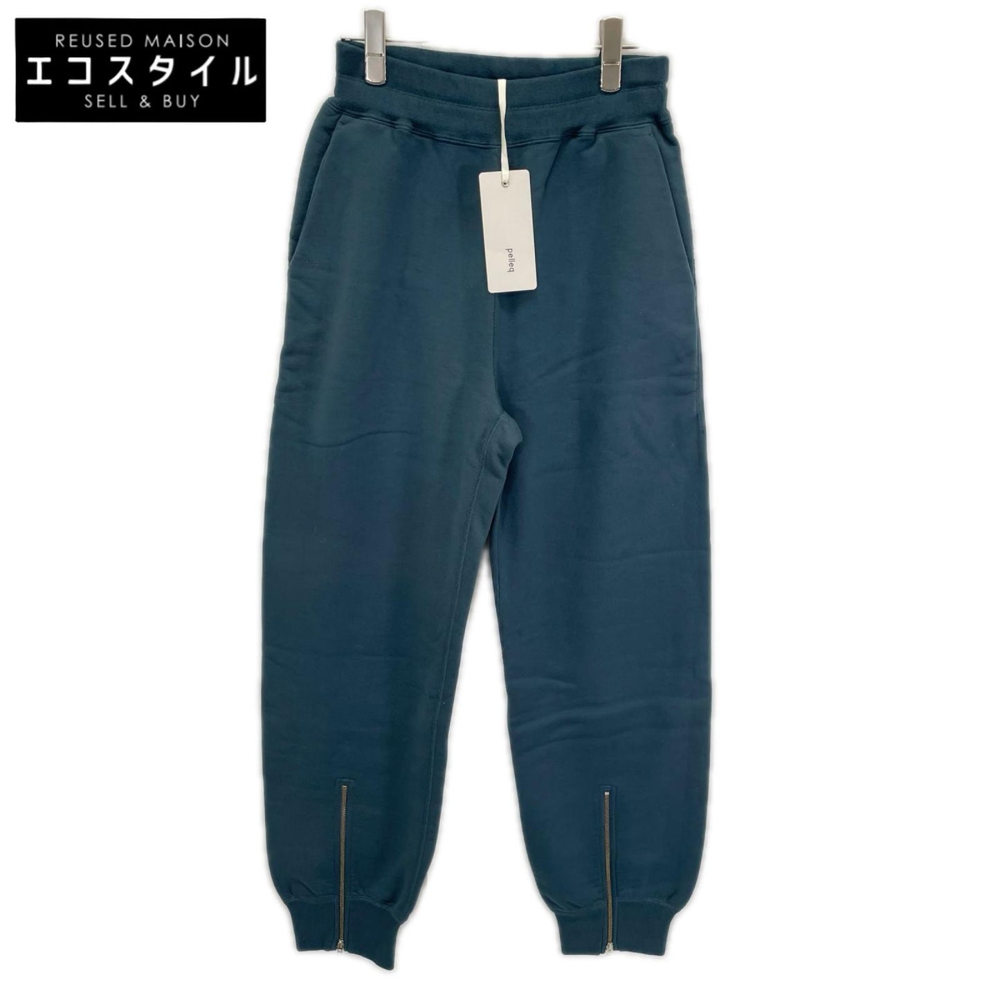 pelleq ペレック SS1003-AW22 ブルー コットン100 ジップ付き スウェットパンツ ボトムス