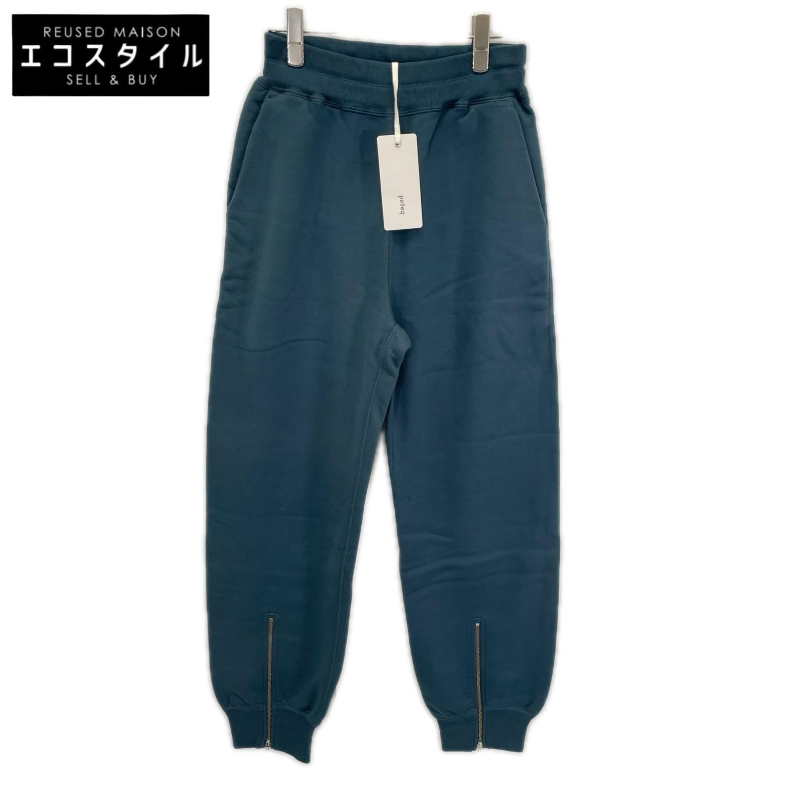 pelleq ペレック SS1003-AW22 ブルー コットン100 ジップ付き スウェットパンツ ボトムス