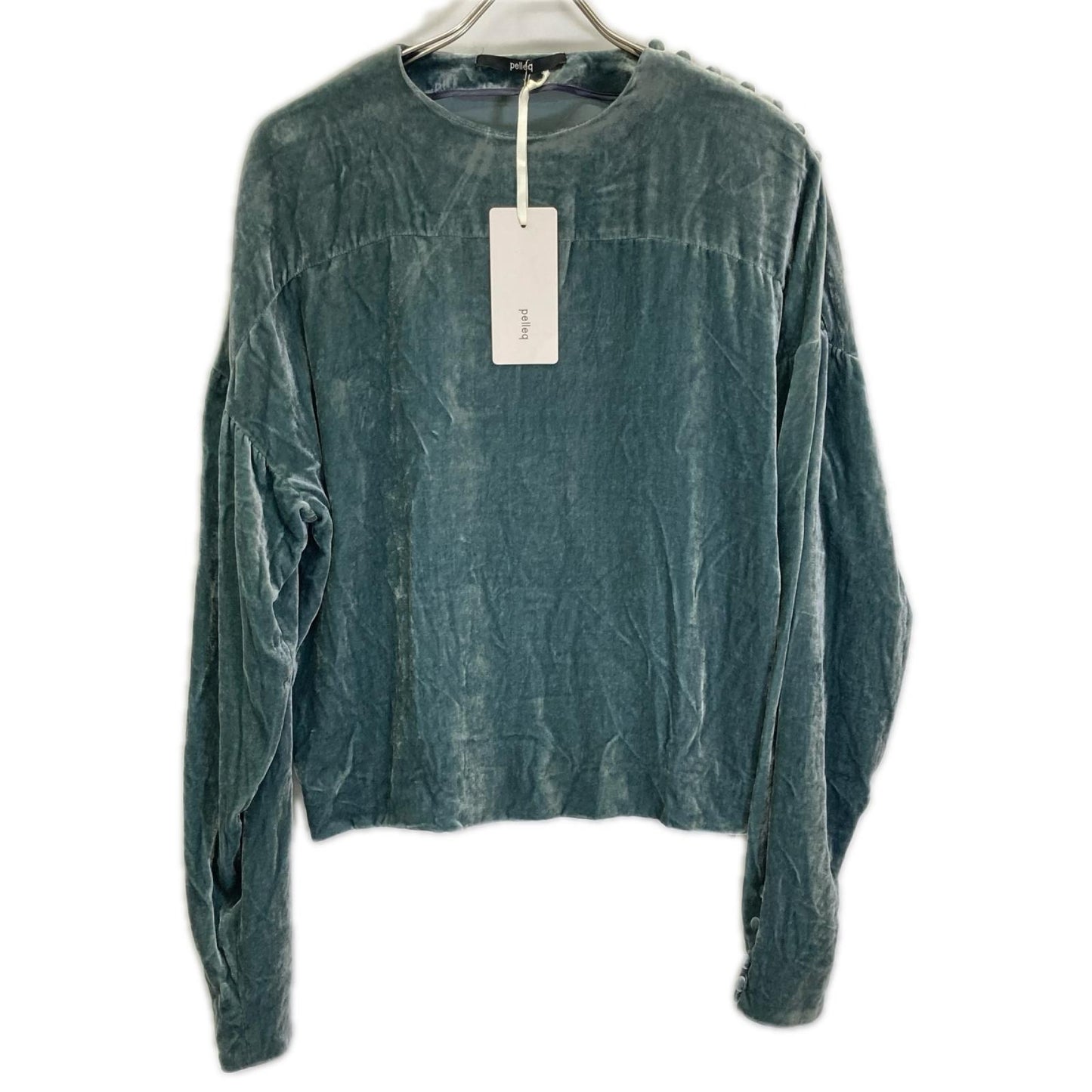 pelleq ペレック SB0101-AW22 ブルー レーヨンシルク ベルベット プルオーバー トップス