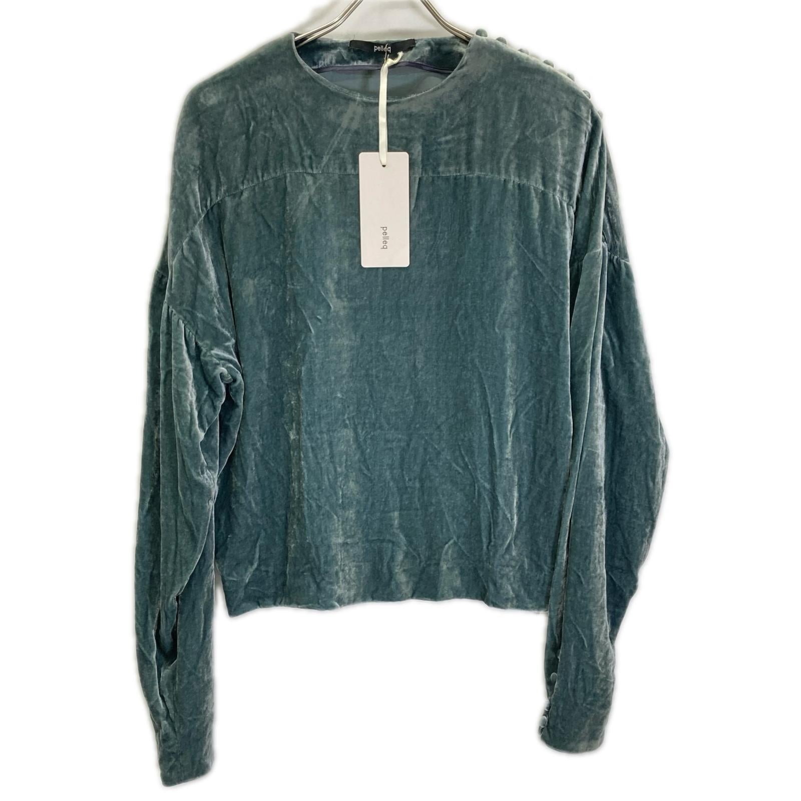 pelleq ペレック SB0101-AW22 ブルー レーヨンシルク ベルベット プルオーバー トップス