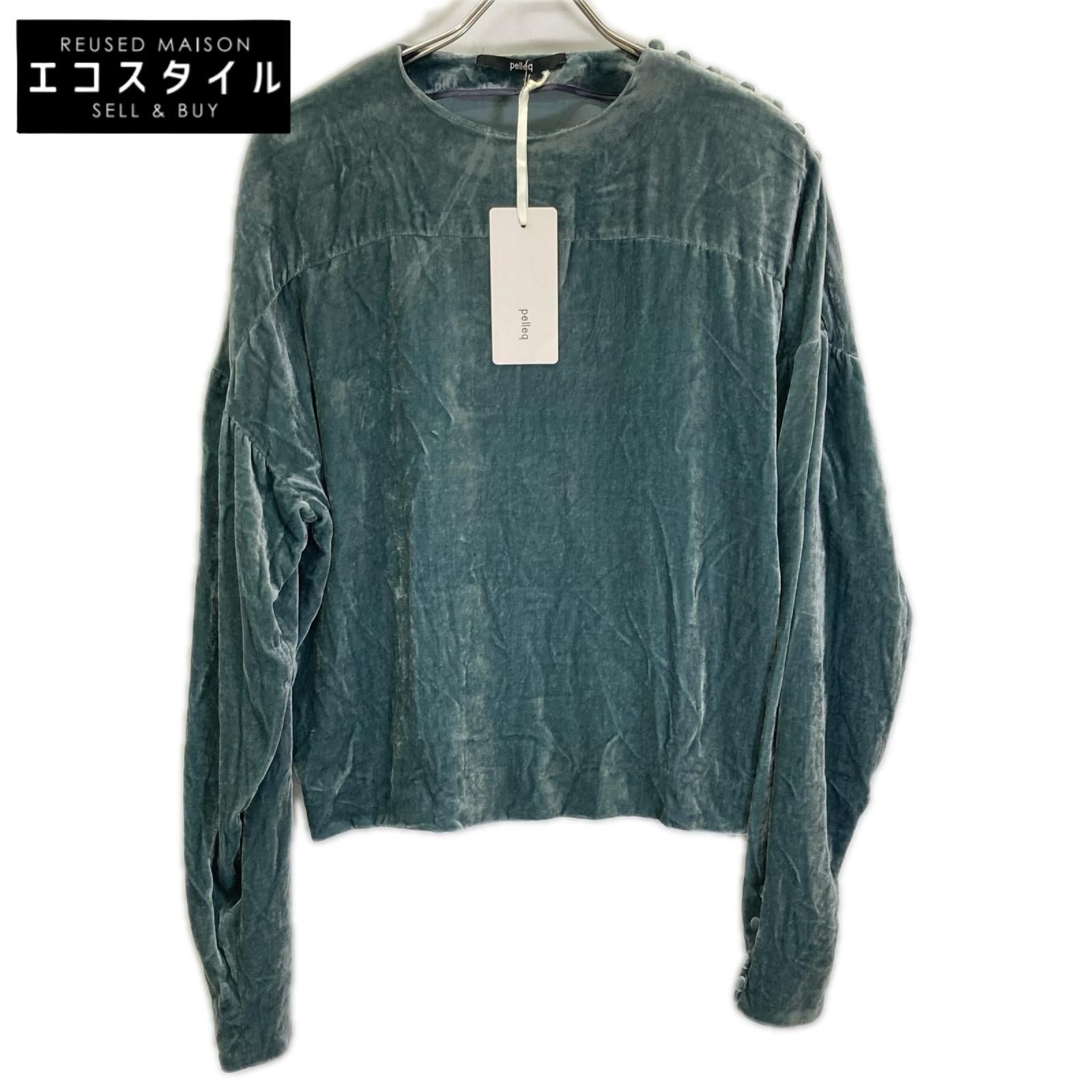 pelleq ペレック SB0101-AW22 ブルー レーヨンシルク ベルベット プルオーバー トップス
