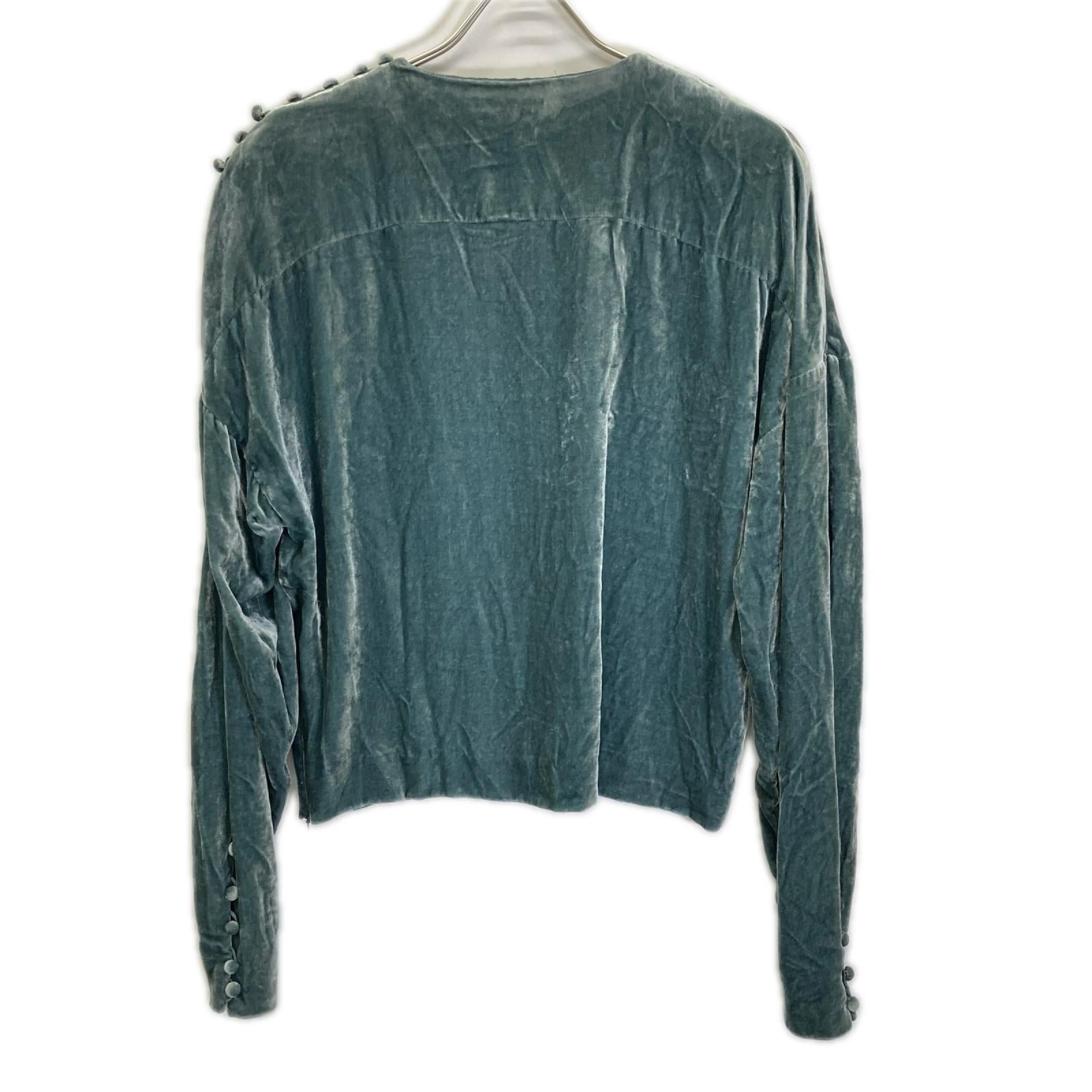 pelleq ペレック SB0101-AW22 ブルー レーヨンシルク ベルベット プルオーバー トップス