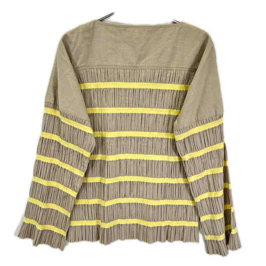 pelleq ペレック SB0601-WS21 イエロー×ベージュ コットン混 Shirring striped tops トップス