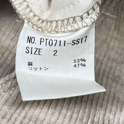 pelleq ペレック PT0711-SS17 アイボリー リネンコットン コーデュロイ タックパンツ ボトムス