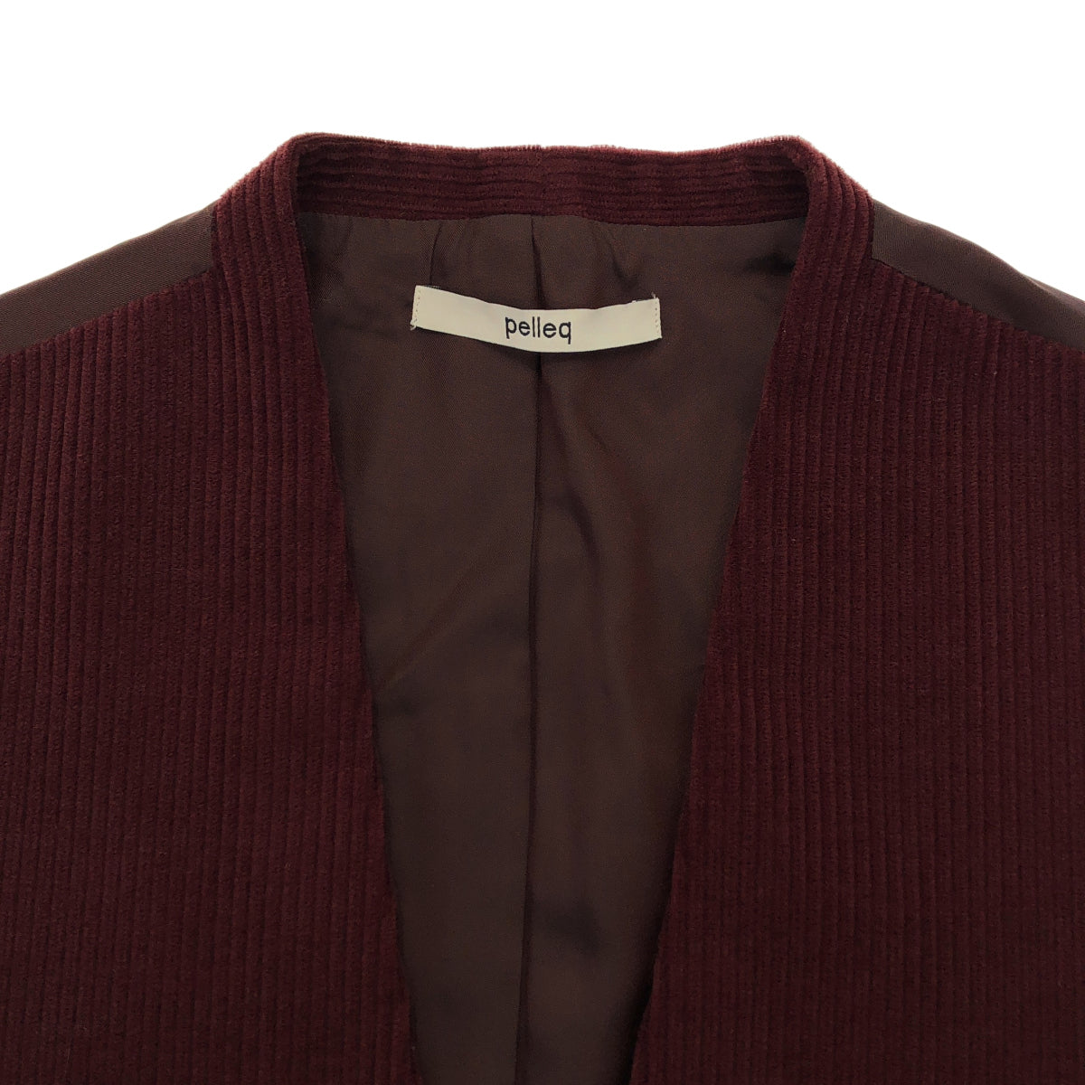 pelleq ペレック JK0404-AW22 ボルドー ウールコーデュロイカラーレスコートベスト トップス