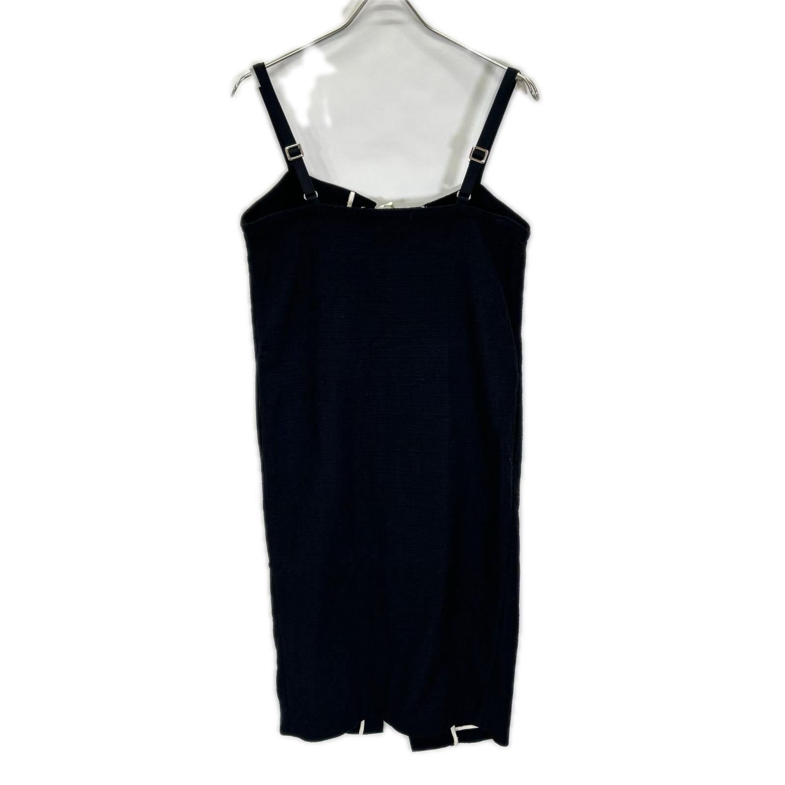 pelleq ペレック OP0303-SS19 ブラック コットン100 レースアップ サマーツイード キャミソールワンピース ワンピース