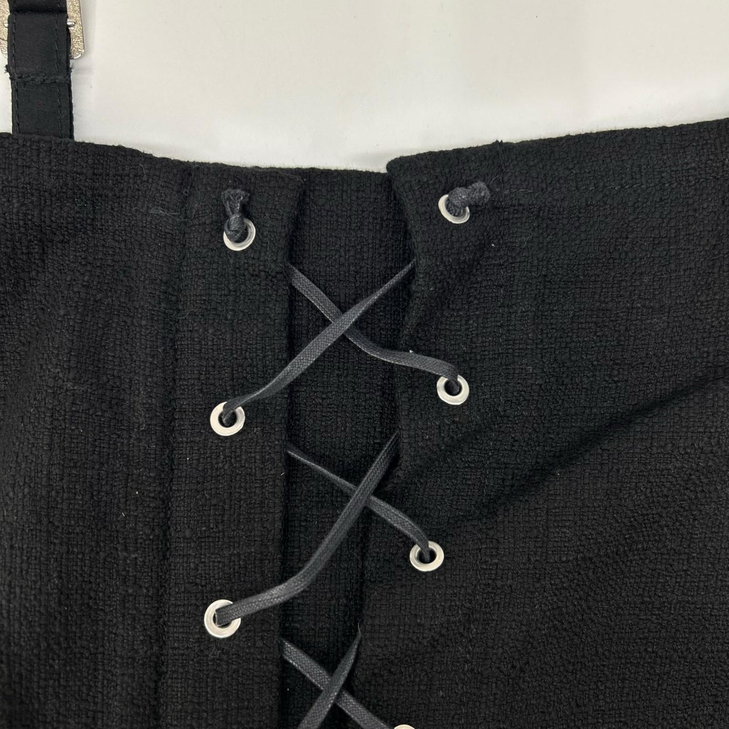 pelleq ペレック OP0303-SS19 ブラック コットン100 レースアップ サマーツイード キャミソールワンピース ワンピース