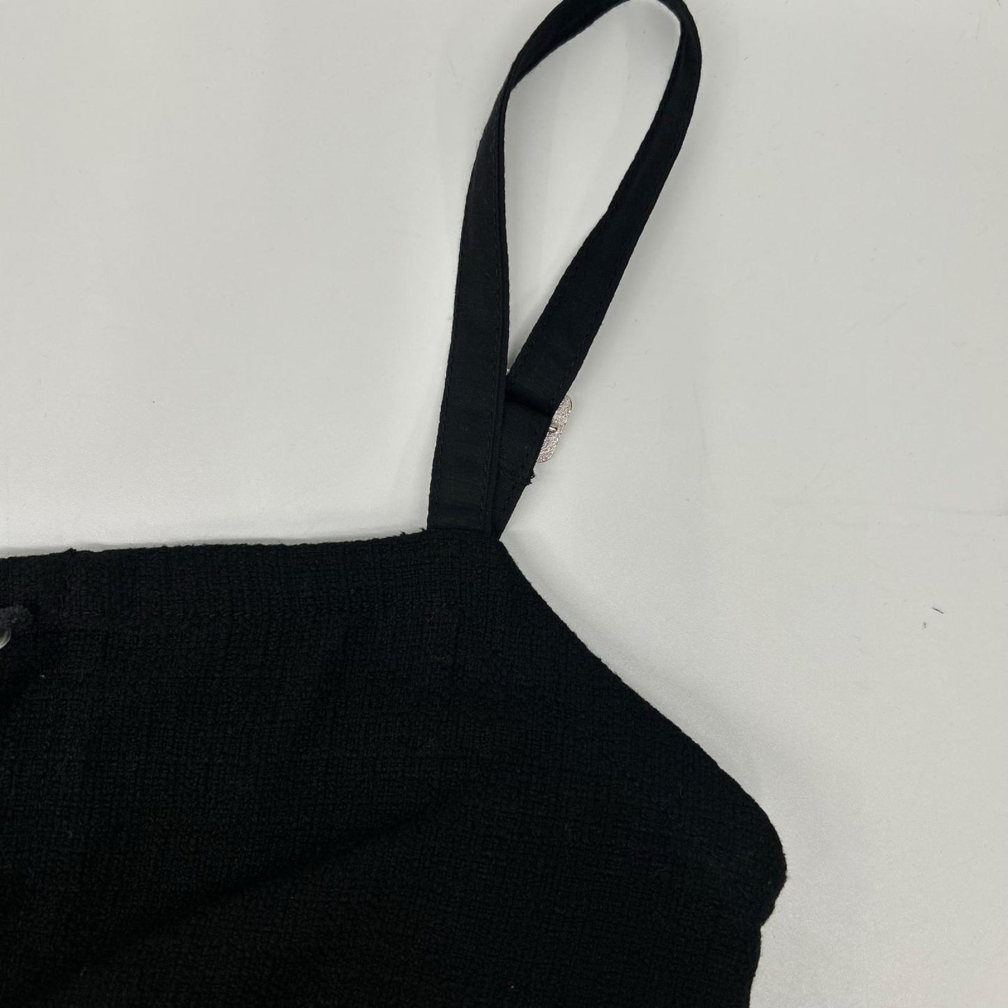 pelleq ペレック OP0303-SS19 ブラック コットン100 レースアップ サマーツイード キャミソールワンピース ワンピース