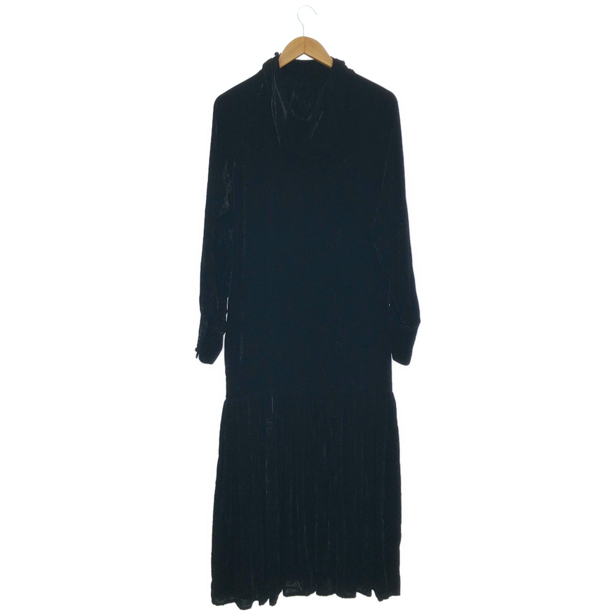 pelleq ペレック OP0101-AW22 ブラック ベルベット フーデット ドレス トップス