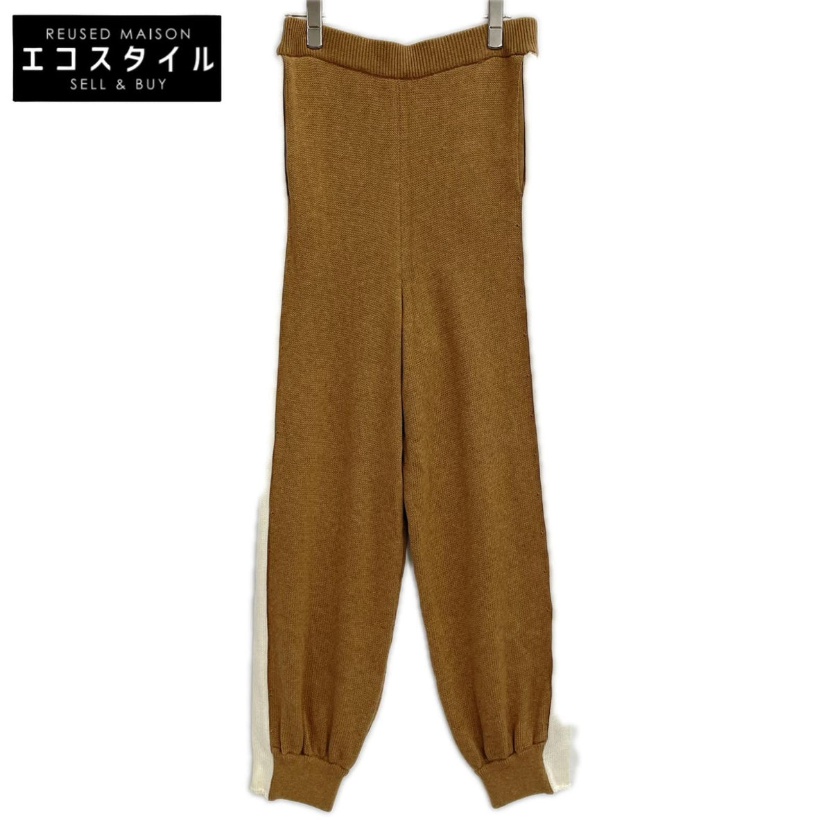 pelleq ペレック KP0902-SA22 ベージュ×ホワイト コットン COZY KNITTED TROUSERS ボトムス