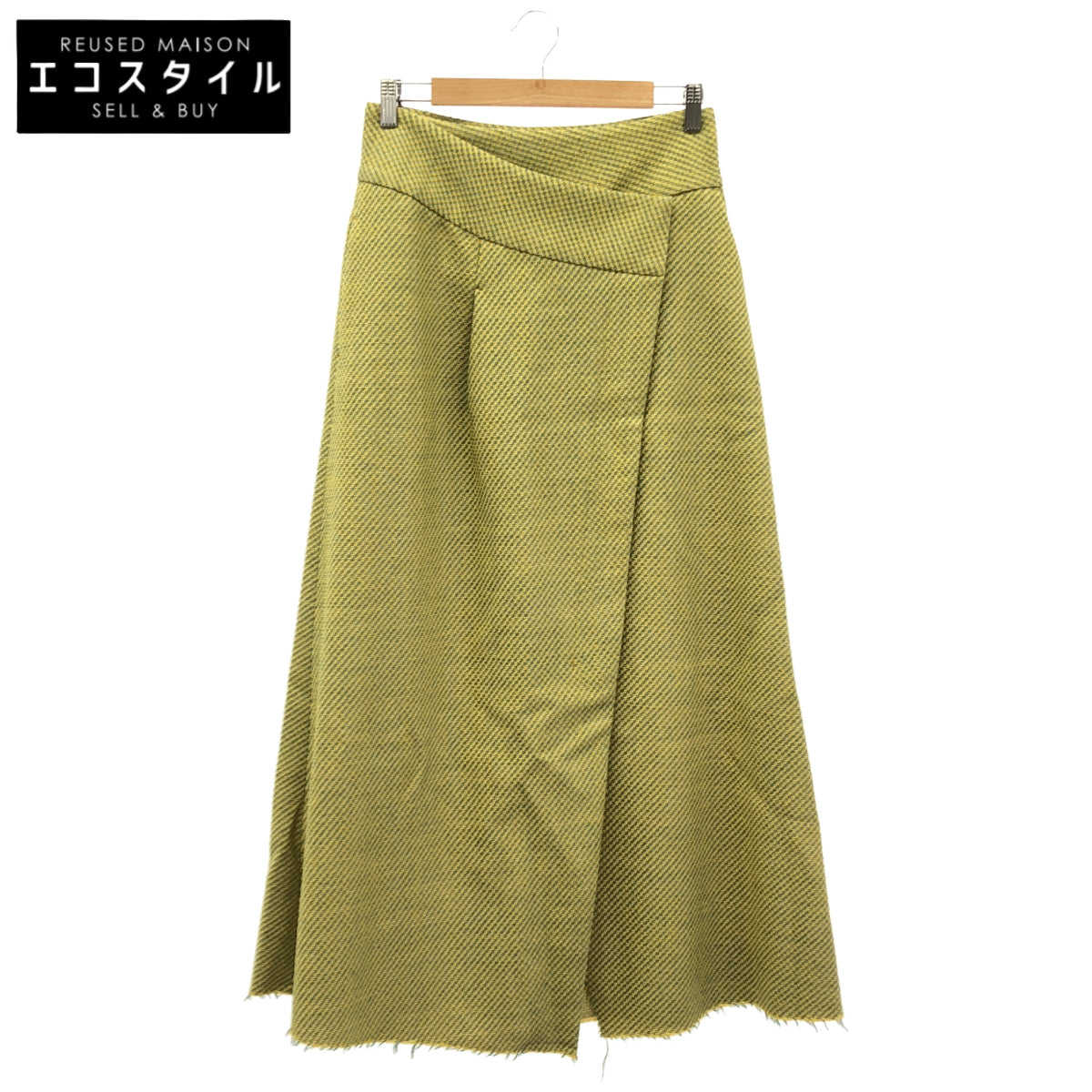 pelleq ペレック SK0502-AW22 イエロー×グリーン ツイードラップスカート ボトムス