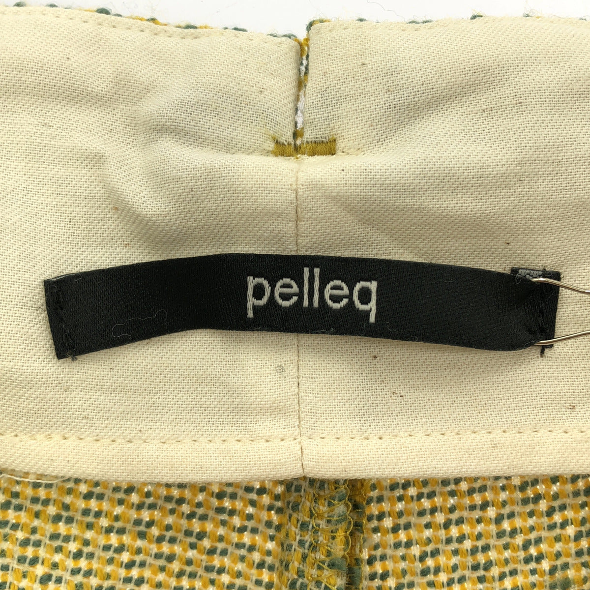 pelleq ペレック PT0504-AW22 イエロー×グリーン ハイウエストツイードストレートトラウザーズ ボトムス