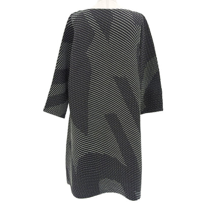 ISSEY MIYAKE イッセイミヤケ 美品 ウール混 総柄 ステッチ プリーツ ワンピース レディース ブラック 2 IM03FT127 ワンピース 2