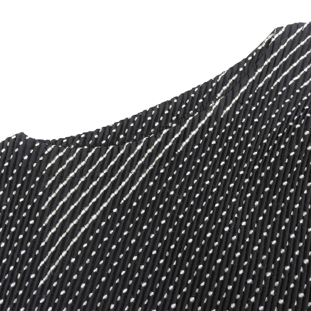 ISSEY MIYAKE イッセイミヤケ 美品 ウール混 総柄 ステッチ プリーツ ワンピース レディース ブラック 2 IM03FT127 ワンピース 2