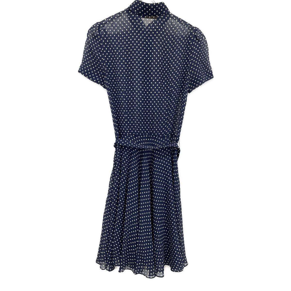 POLO RALPH LAUREN 211591110001 Navy Dot 100% Silk Short Sleeve Dress Dress 2 Ladies