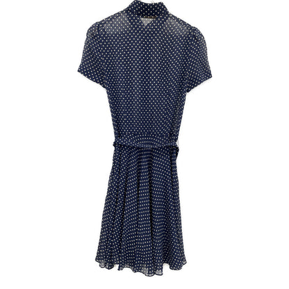 POLO RALPH LAUREN 211591110001 Navy Dot 100% Silk Short Sleeve Dress Dress 2 Ladies